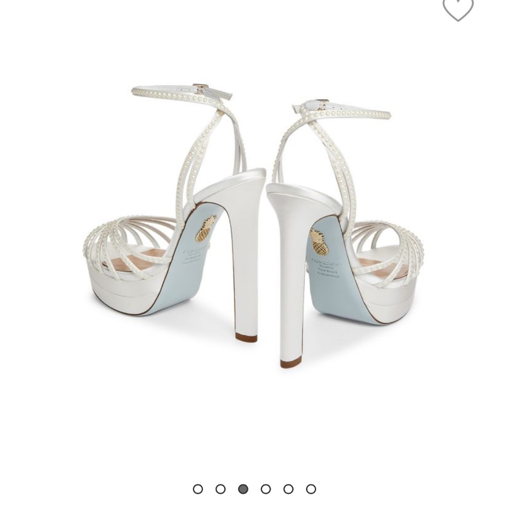 White Pearl-Strap High Heel Platform Sandals